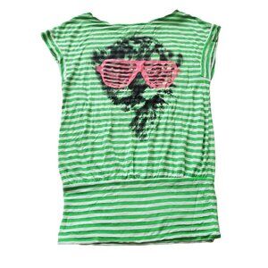 women's‎ striped blouse size Small green/white color graphic